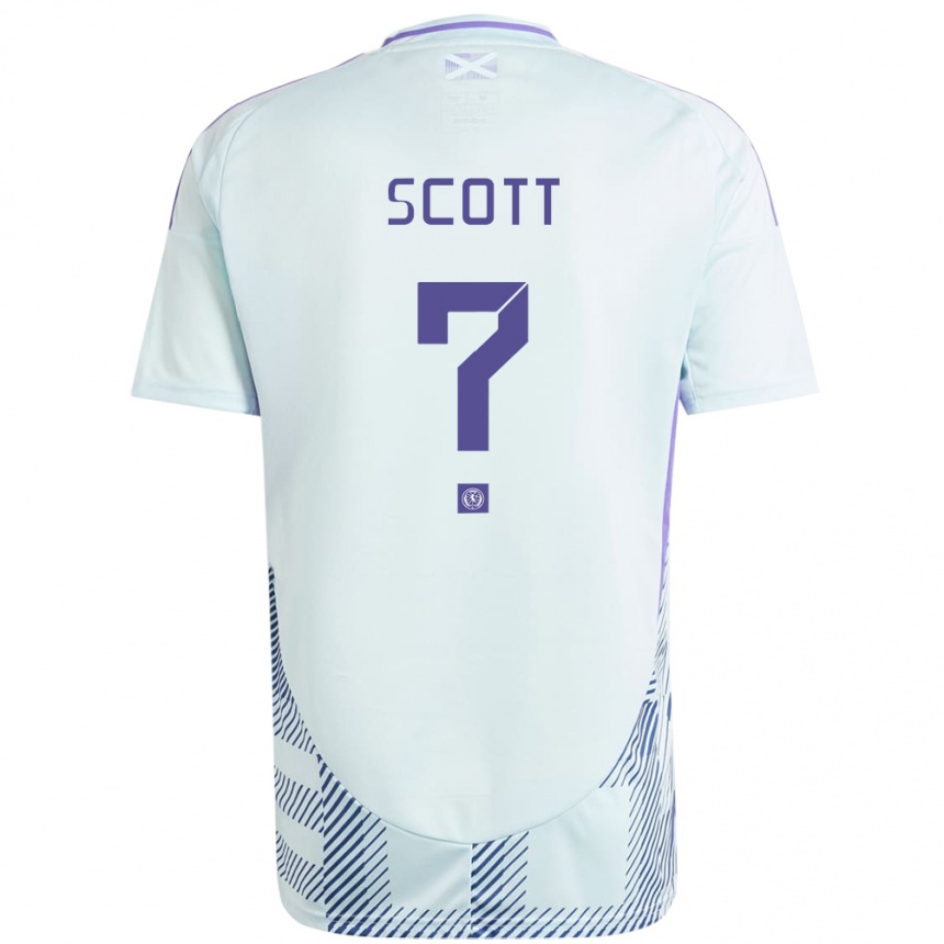 Kids Football Scotland Cameron Scott #0 Light Mint Blue Away Jersey 24-26 T-Shirt Australia