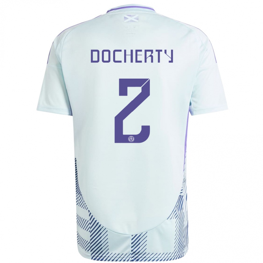 Kids Football Scotland Nicola Docherty #2 Light Mint Blue Away Jersey 24-26 T-Shirt Australia