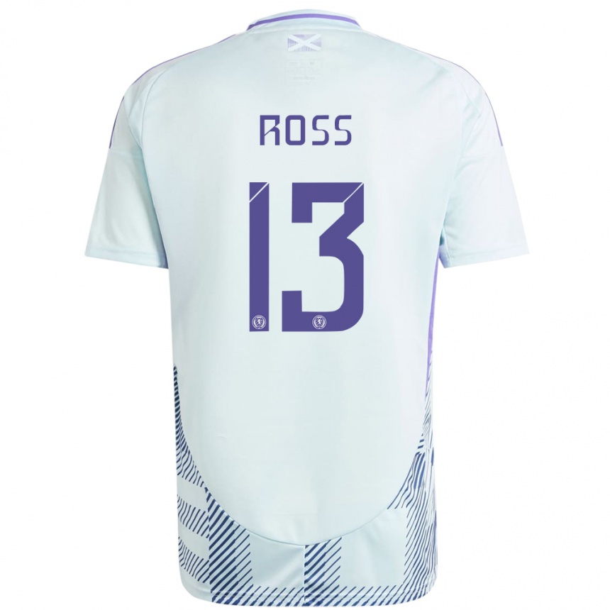 Kids Football Scotland Jane Ross #13 Light Mint Blue Away Jersey 24-26 T-Shirt Australia