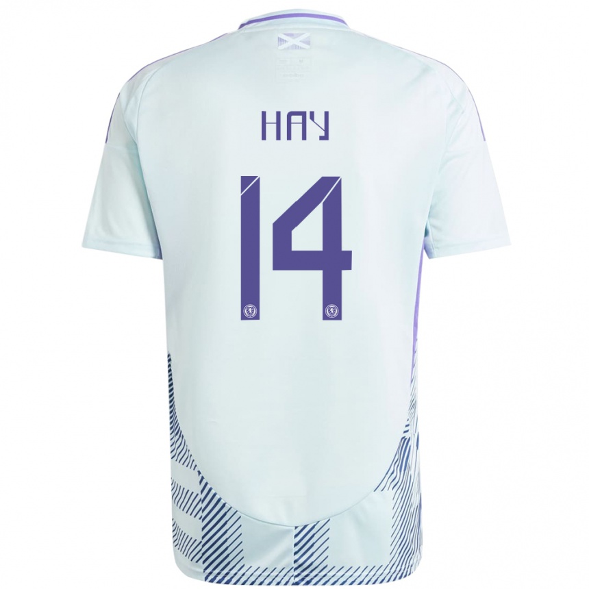 Kids Football Scotland Brogan Hay #14 Light Mint Blue Away Jersey 24-26 T-Shirt Australia