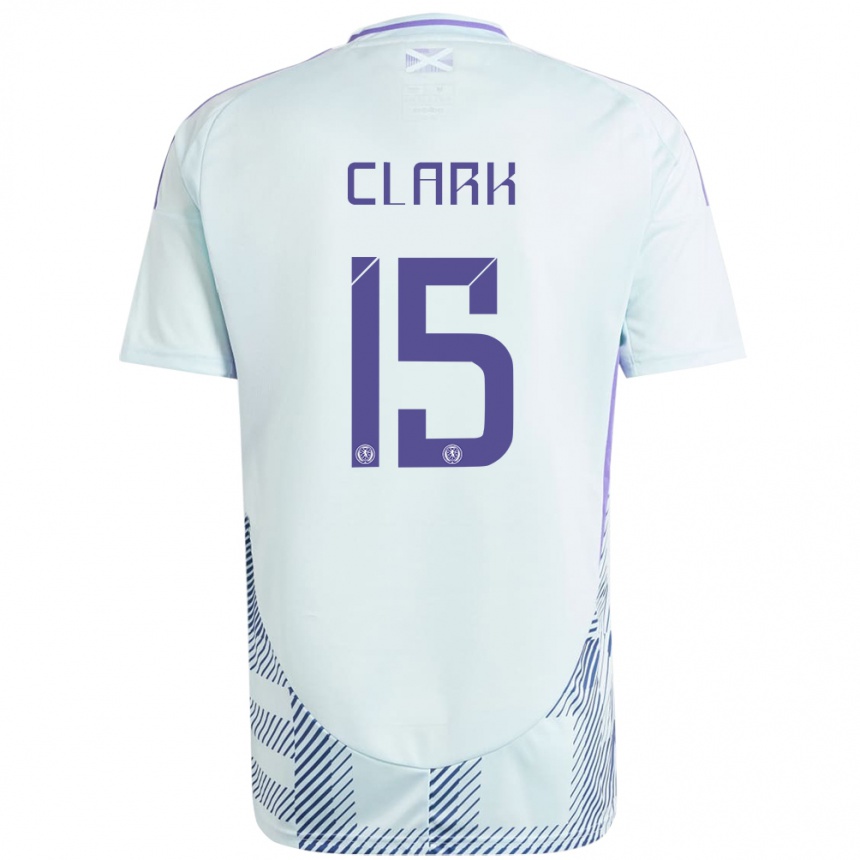 Kids Football Scotland Jenna Clark #15 Light Mint Blue Away Jersey 24-26 T-Shirt Australia