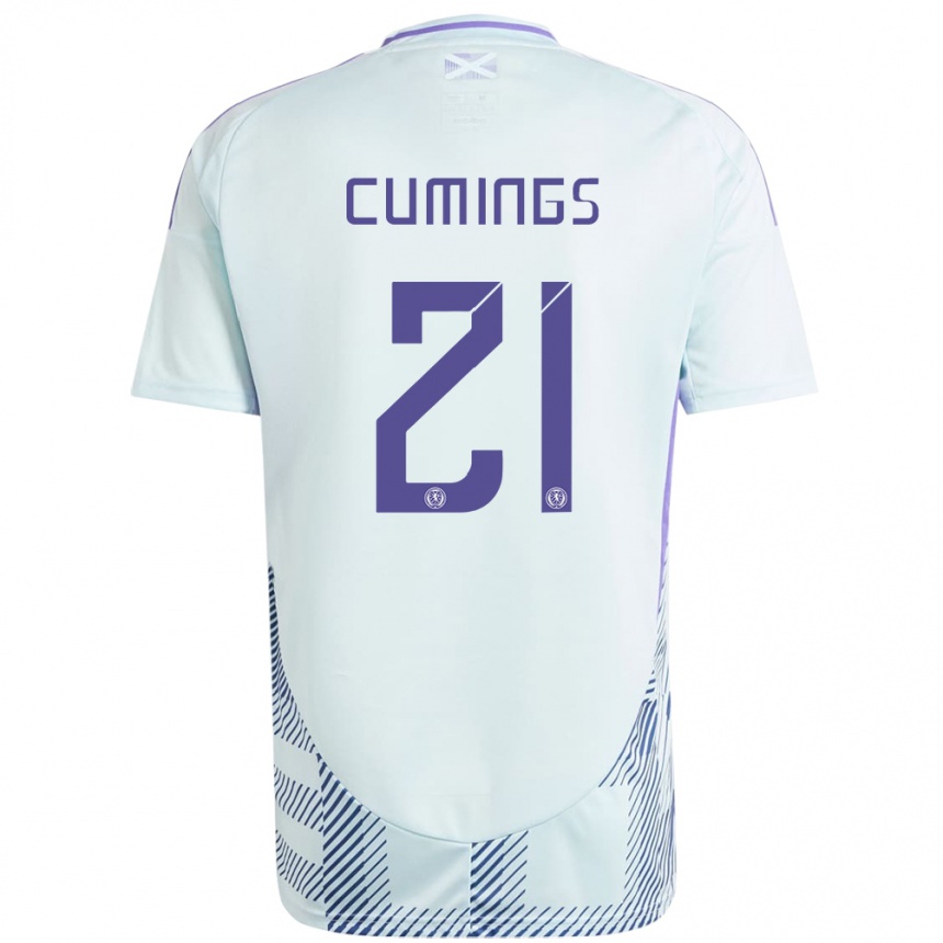 Kids Football Scotland Eartha Cumings #21 Light Mint Blue Away Jersey 24-26 T-Shirt Australia