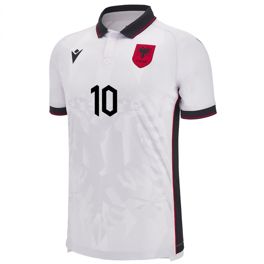 Kids Football Albania Nedim Bajrami #10 White Away Jersey 24-26 T-Shirt Australia