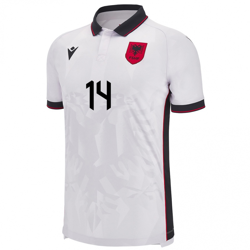 Kids Football Albania Ezmiralda Franja #14 White Away Jersey 24-26 T-Shirt Australia