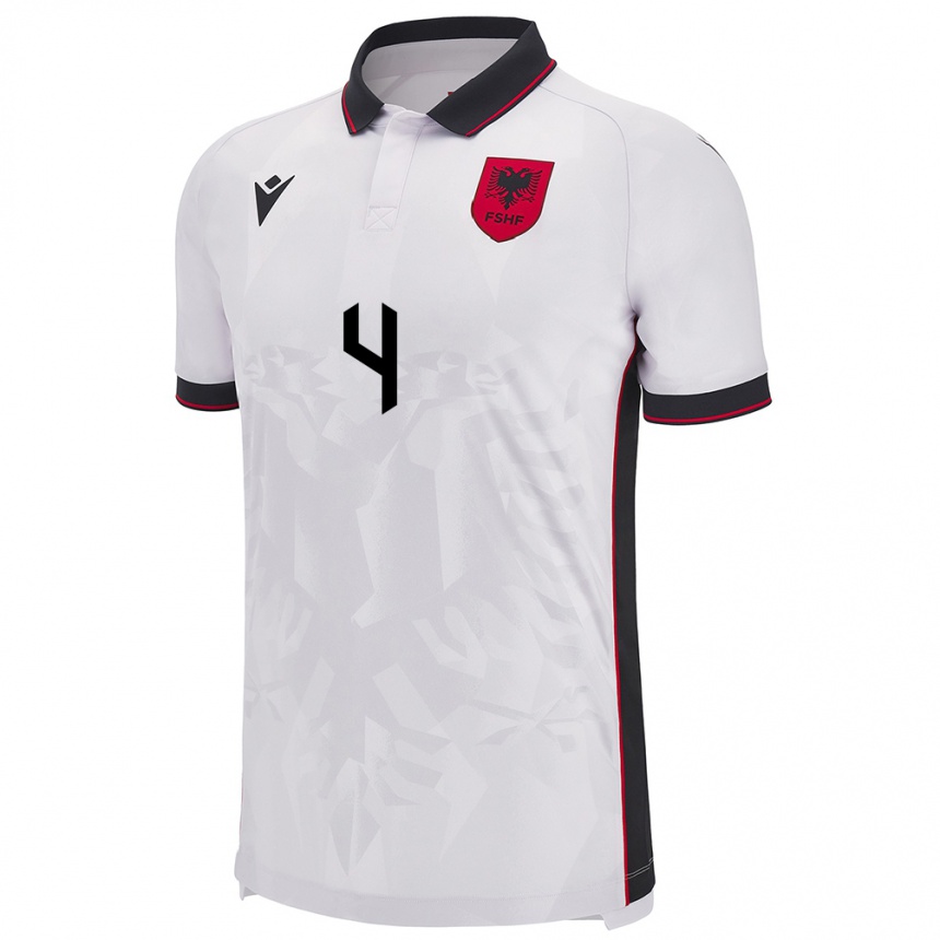 Kids Football Albania Adrian Bajrami #4 White Away Jersey 24-26 T-Shirt Australia