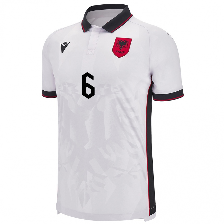 Kids Football Albania Berat Djimsiti #6 White Away Jersey 24-26 T-Shirt Australia