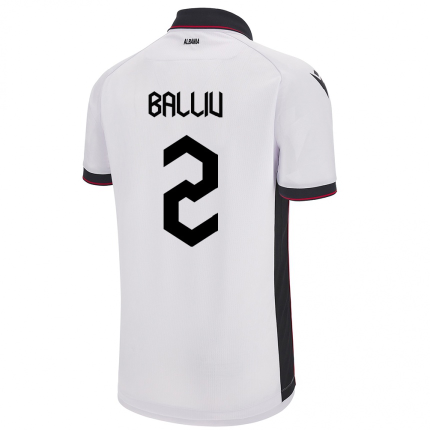 Kids Football Albania Iván Balliu #2 White Away Jersey 24-26 T-Shirt Australia