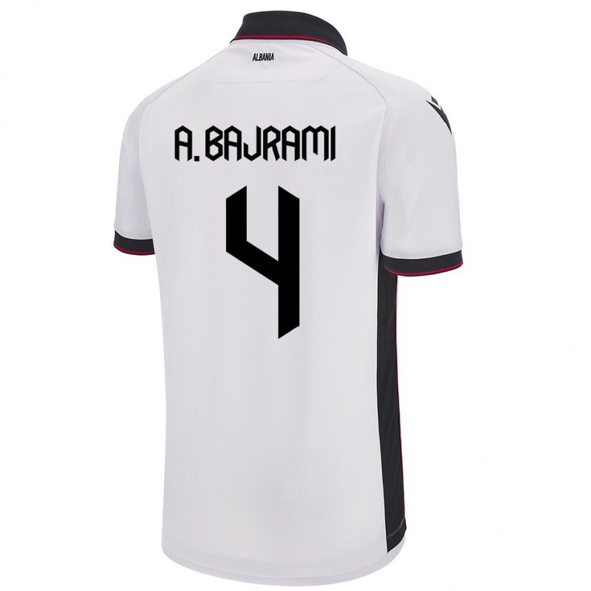 Kids Football Albania Adrian Bajrami #4 White Away Jersey 24-26 T-Shirt Australia