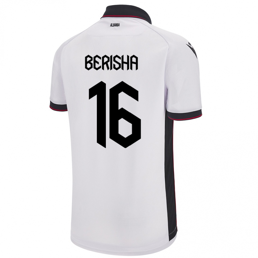 Kids Football Albania Medon Berisha #16 White Away Jersey 24-26 T-Shirt Australia