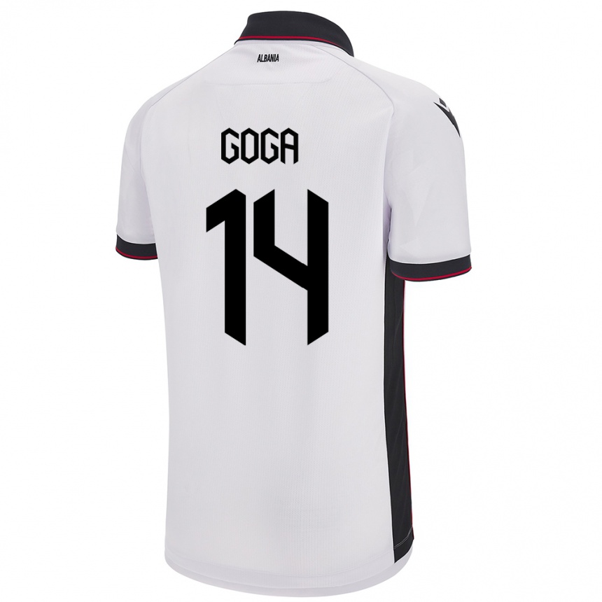 Kids Football Albania Ergi Goga #14 White Away Jersey 24-26 T-Shirt Australia