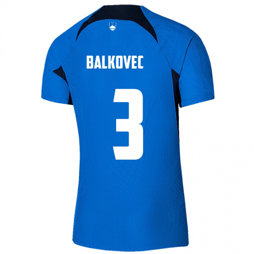 Kids Football Slovenia Jure Balkovec #3 Blue Away Jersey 24-26 T-Shirt Australia