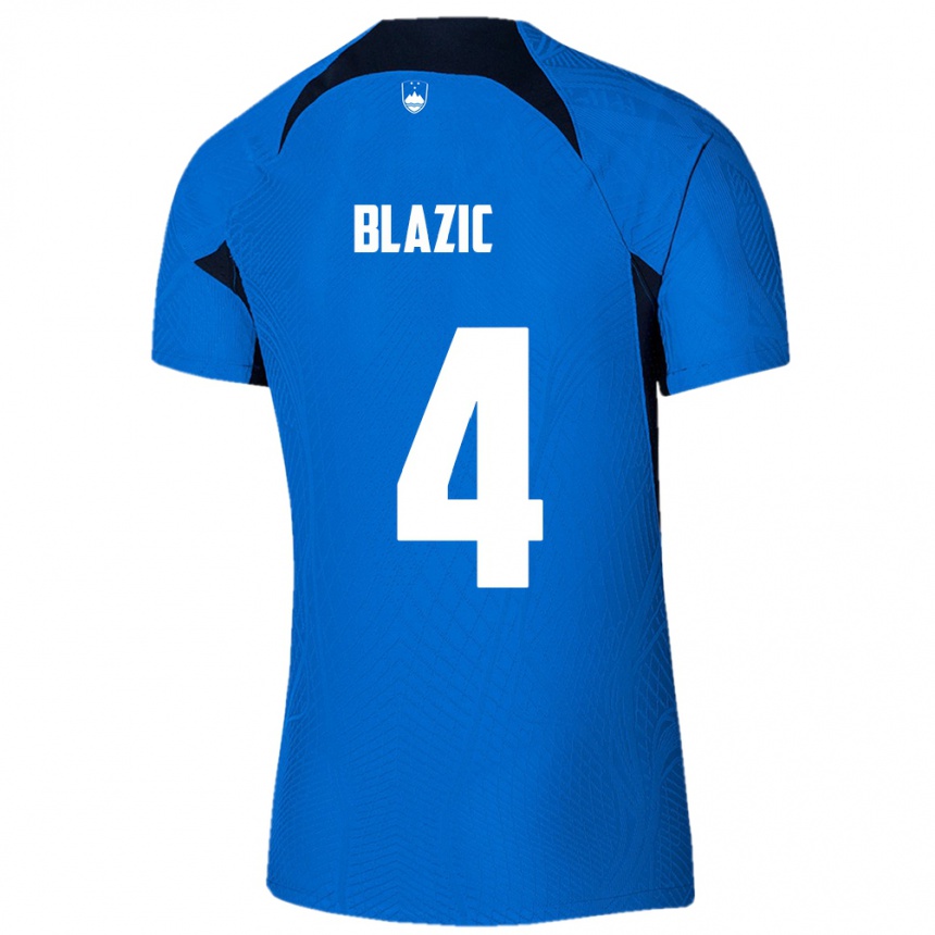 Kids Football Slovenia Miha Blazic #4 Blue Away Jersey 24-26 T-Shirt Australia