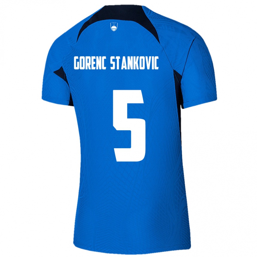 Kids Football Slovenia Jon Gorenc Stankovic #5 Blue Away Jersey 24-26 T-Shirt Australia