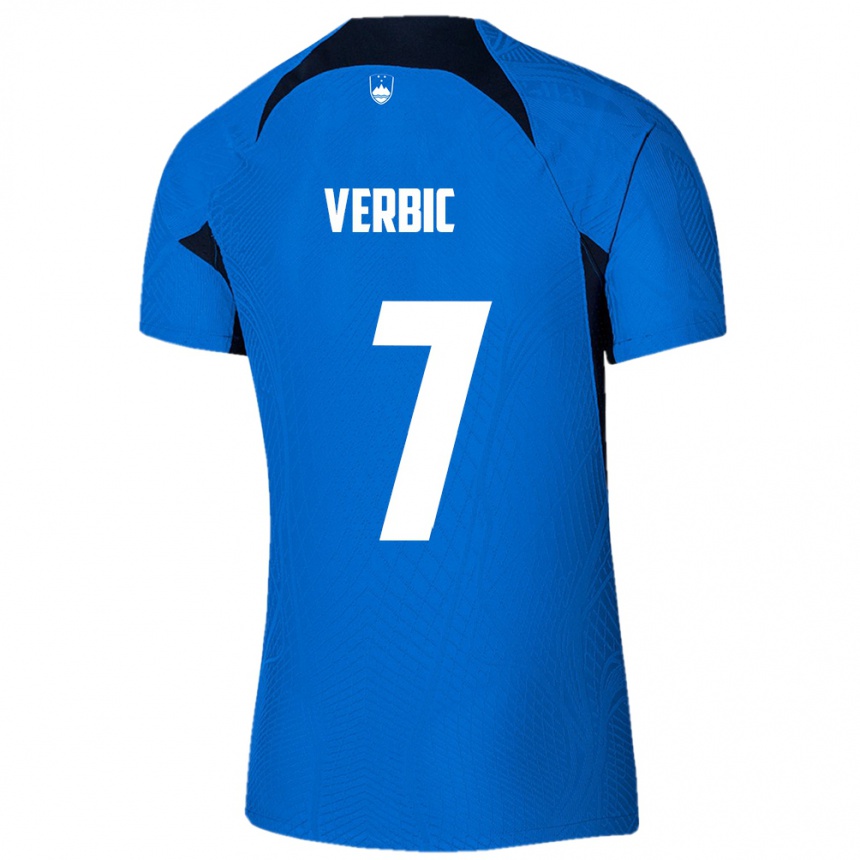 Kids Football Slovenia Benjamin Verbic #7 Blue Away Jersey 24-26 T-Shirt Australia