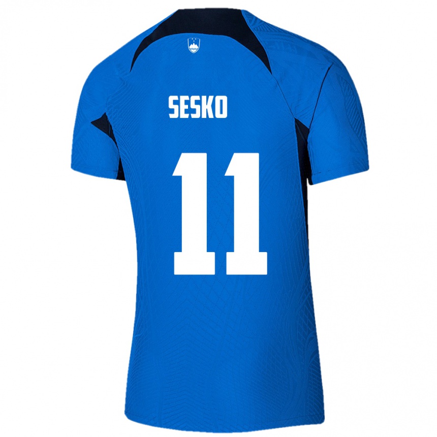 Kids Football Slovenia Benjamin Sesko #11 Blue Away Jersey 24-26 T-Shirt Australia