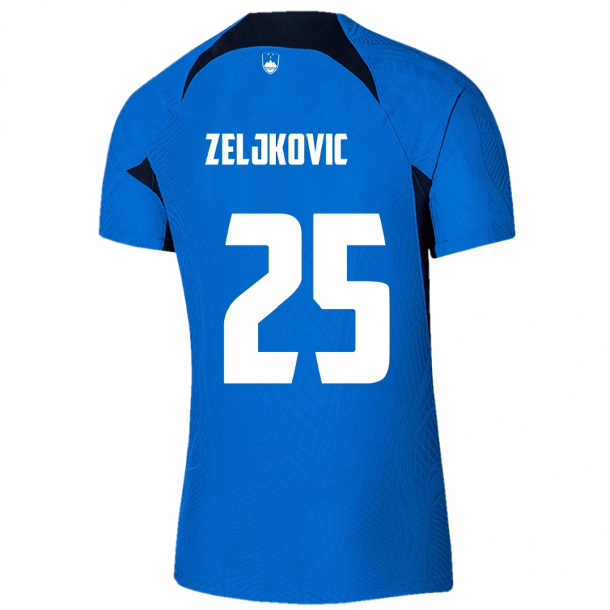 Kids Football Slovenia Adrian Zeljkovic #25 Blue Away Jersey 24-26 T-Shirt Australia