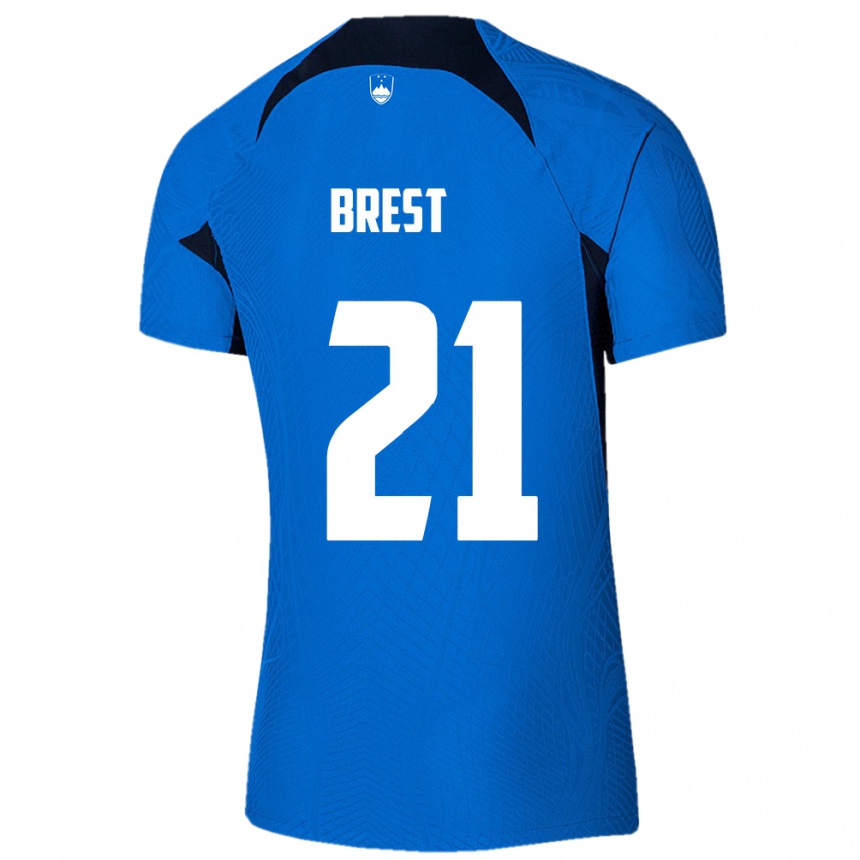 Kids Football Slovenia Marko Brest #21 Blue Away Jersey 24-26 T-Shirt Australia