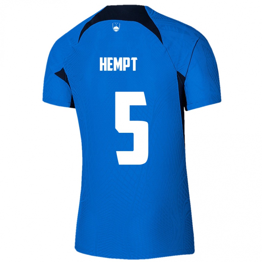 Kids Football Slovenia Lukas Hempt #5 Blue Away Jersey 24-26 T-Shirt Australia