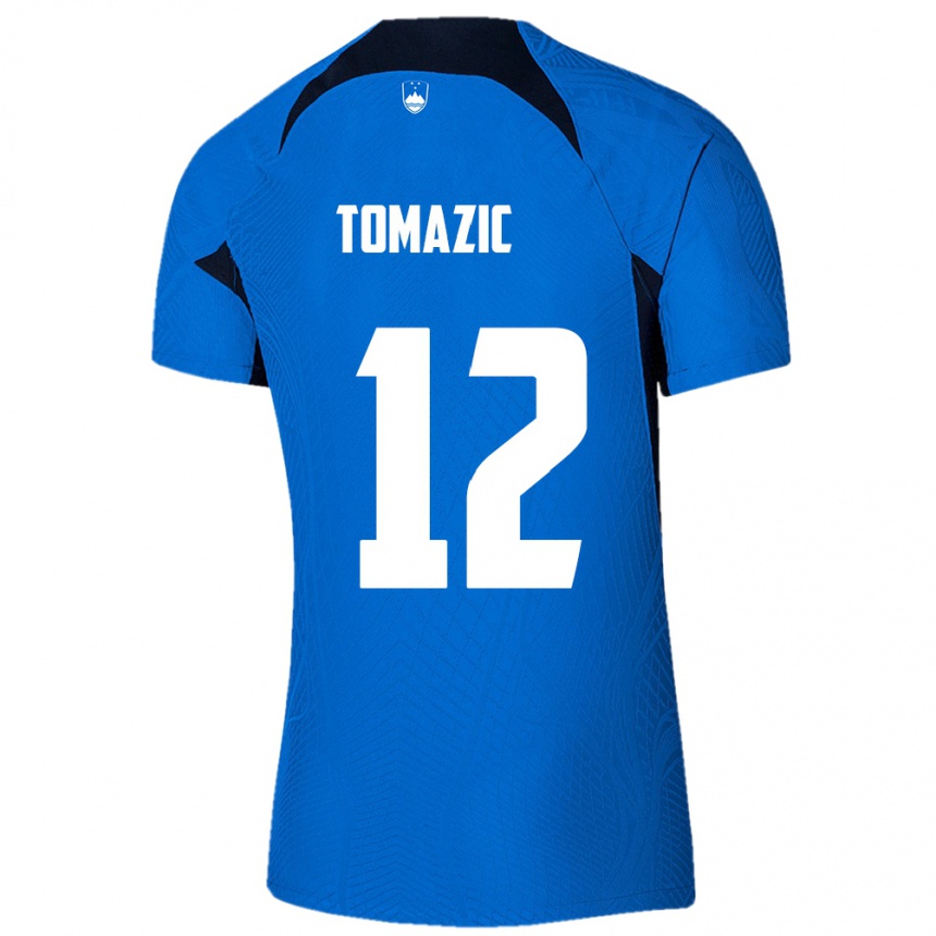 Kids Football Slovenia Lukas Tomazic #12 Blue Away Jersey 24-26 T-Shirt Australia