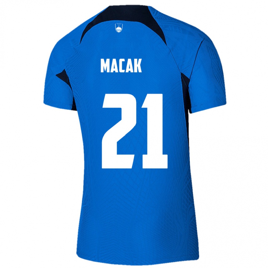 Kids Football Slovenia Lucas Macak #21 Blue Away Jersey 24-26 T-Shirt Australia