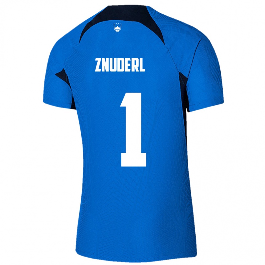 Kids Football Slovenia Tai Znuderl #1 Blue Away Jersey 24-26 T-Shirt Australia