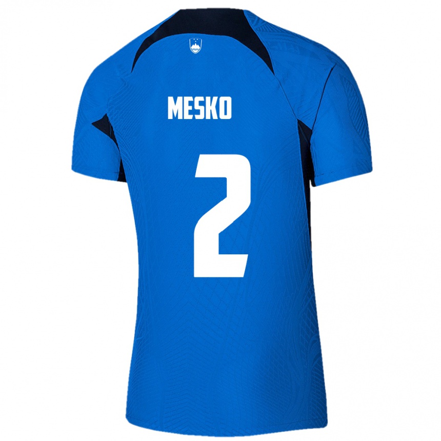 Kids Football Slovenia Zan Mesko #2 Blue Away Jersey 24-26 T-Shirt Australia