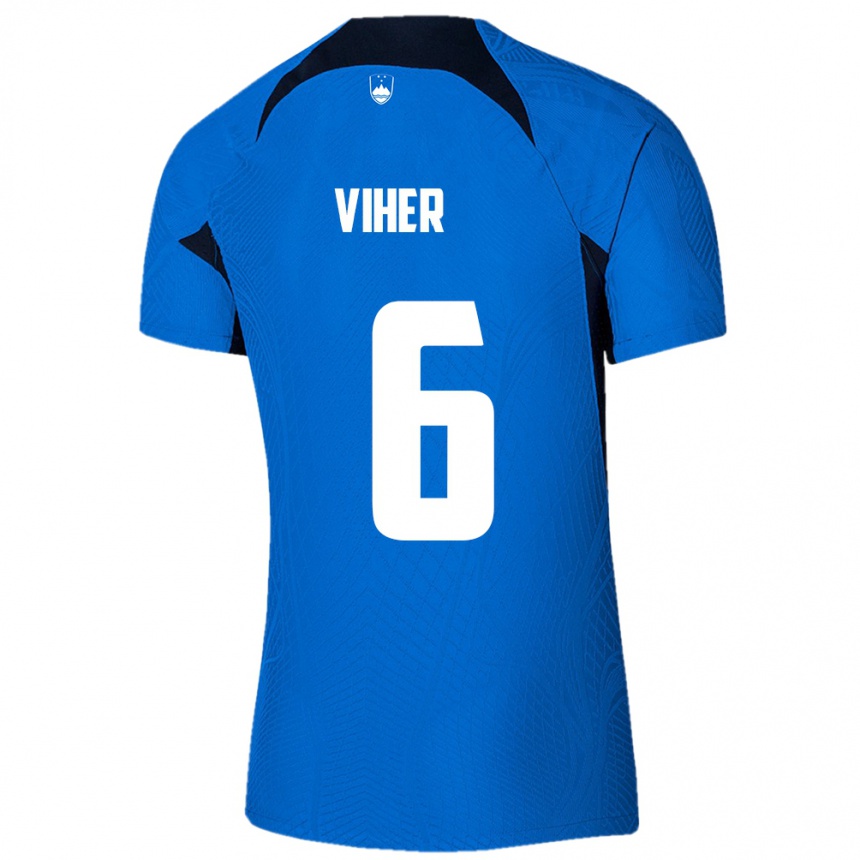 Kids Football Slovenia Nejc Viher #6 Blue Away Jersey 24-26 T-Shirt Australia