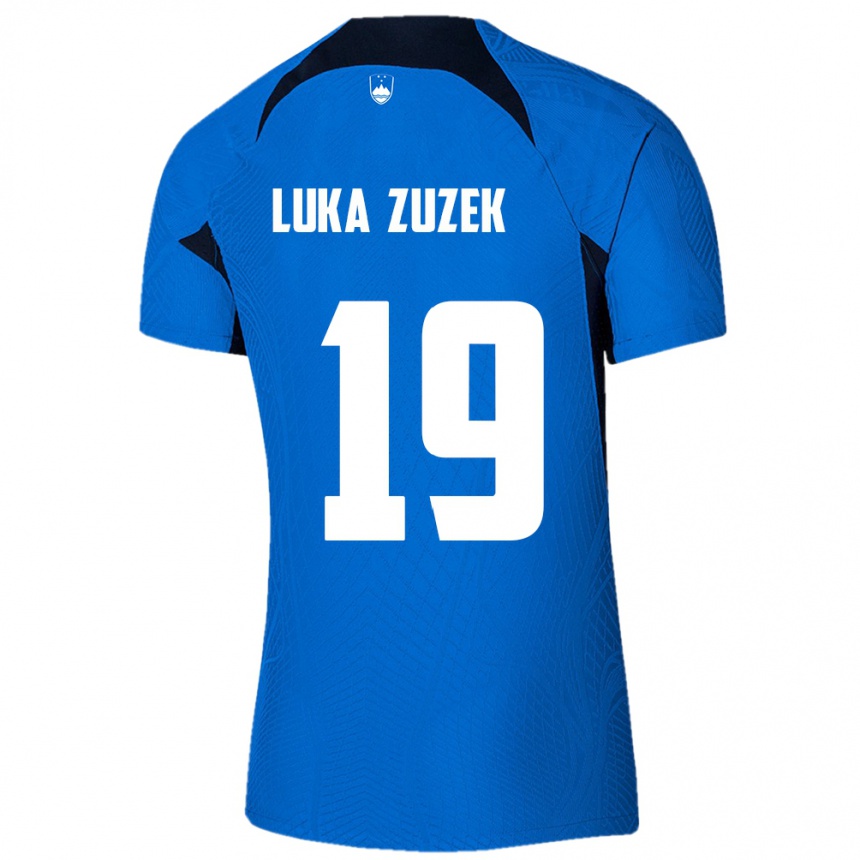 Kids Football Slovenia Zan Luka Zuzek #19 Blue Away Jersey 24-26 T-Shirt Australia