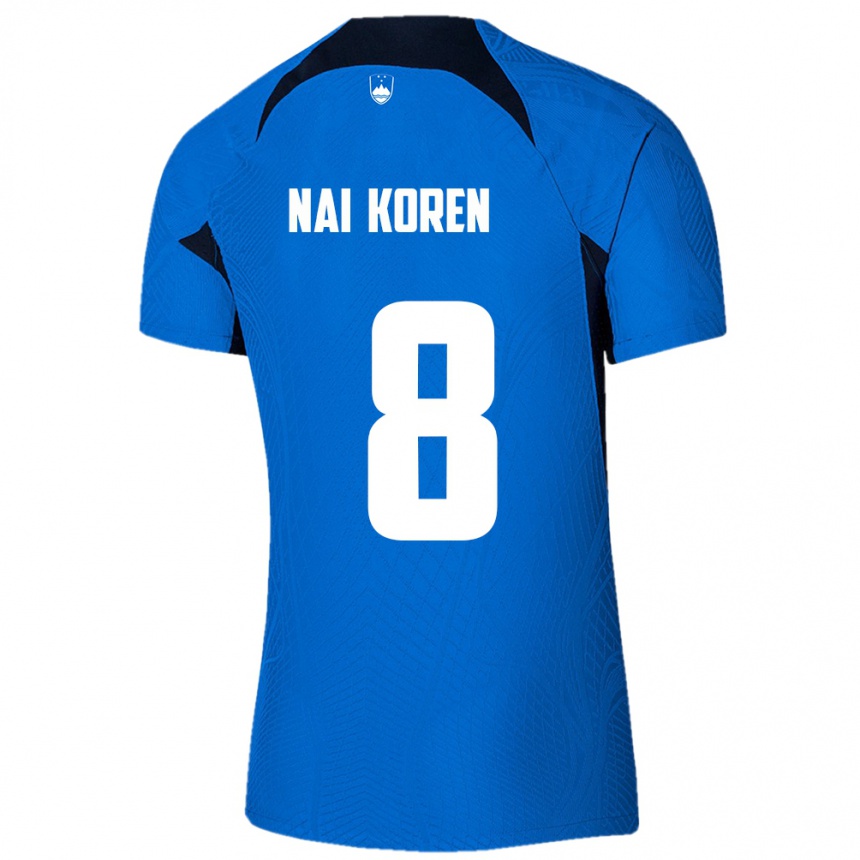 Kids Football Slovenia Tian Nai Koren #8 Blue Away Jersey 24-26 T-Shirt Australia