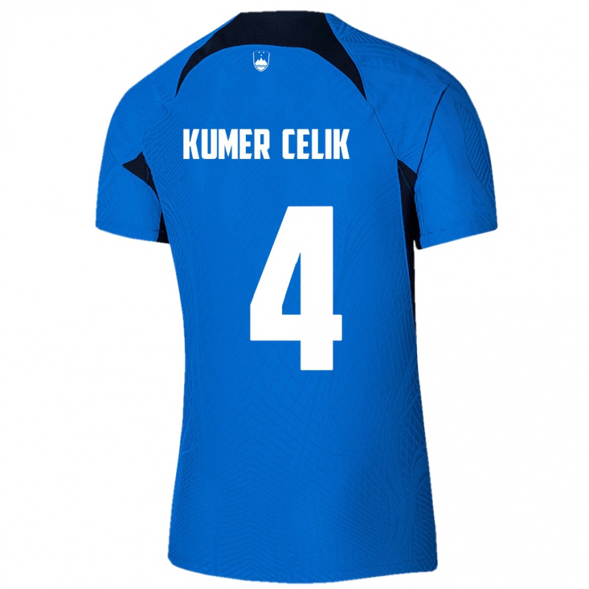 Kids Football Slovenia An Kumer Celik #4 Blue Away Jersey 24-26 T-Shirt Australia