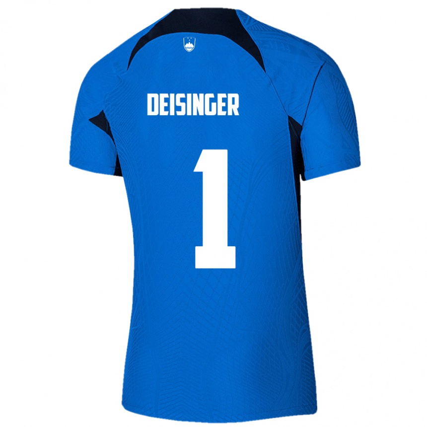 Kids Football Slovenia Nik Deisinger #1 Blue Away Jersey 24-26 T-Shirt Australia