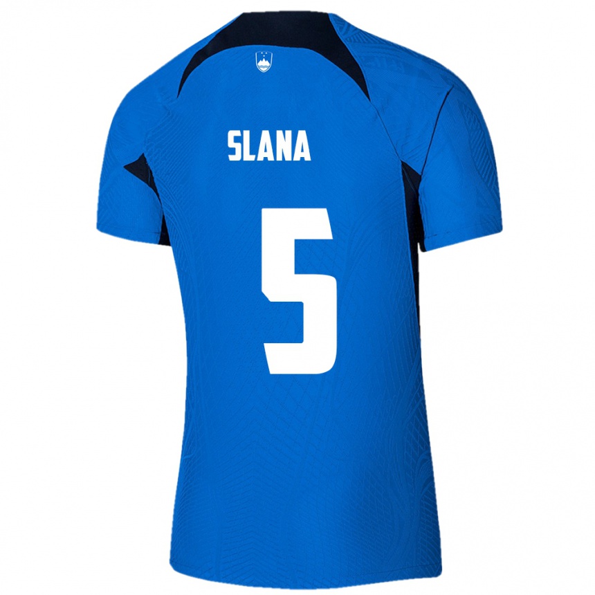 Kids Football Slovenia Filip Slana #5 Blue Away Jersey 24-26 T-Shirt Australia