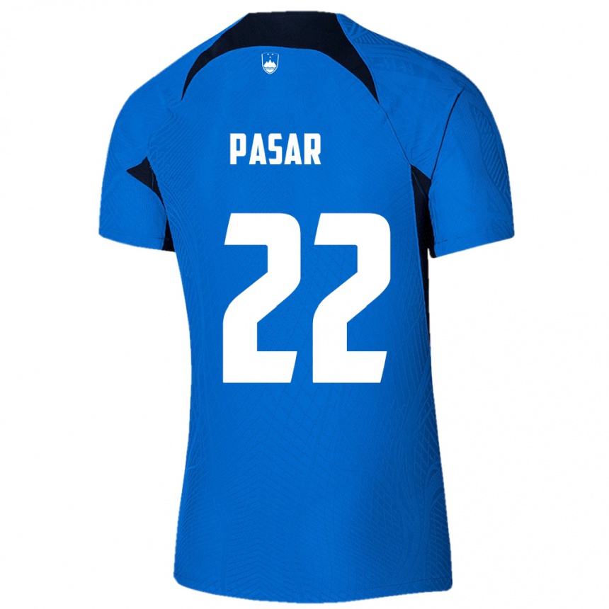 Kids Football Slovenia Melania Pasar #22 Blue Away Jersey 24-26 T-Shirt Australia