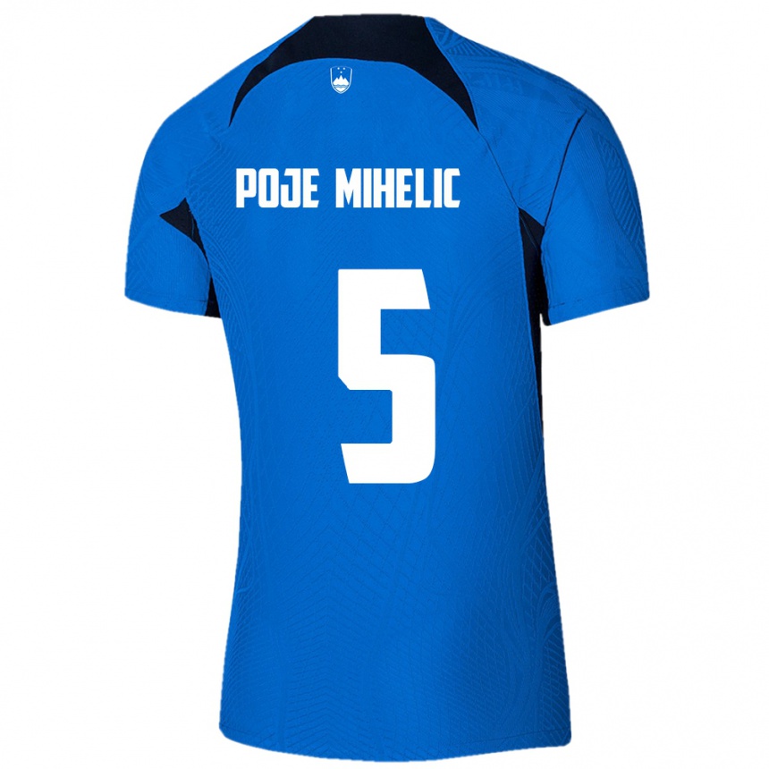 Kids Football Slovenia Naja Poje Mihelič #5 Blue Away Jersey 24-26 T-Shirt Australia