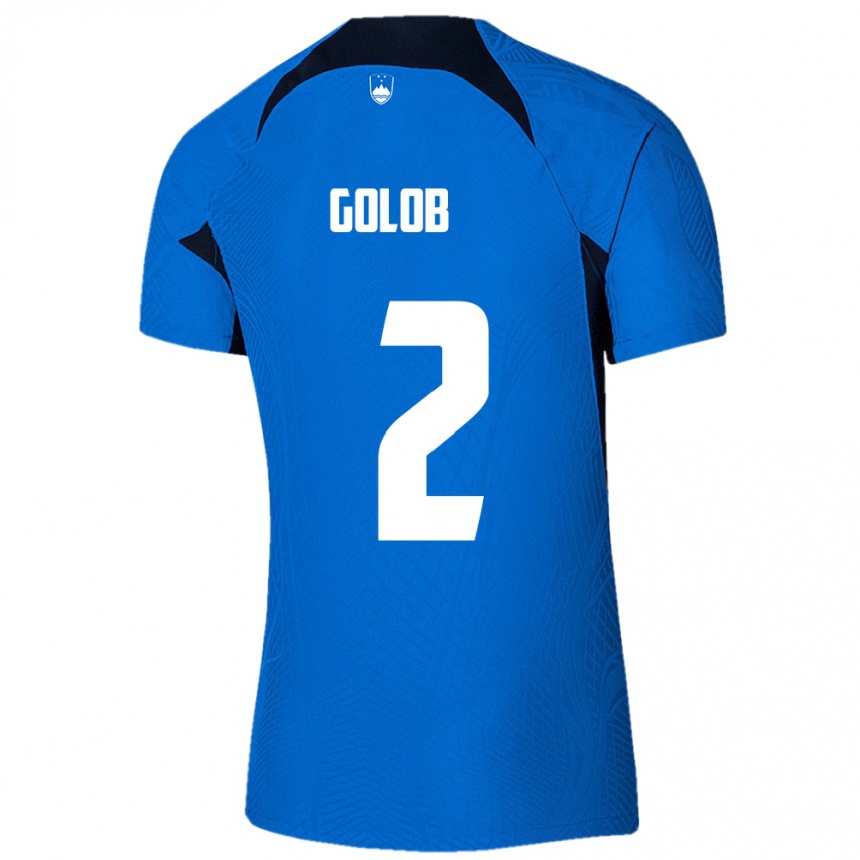 Kids Football Slovenia Lana Golob #2 Blue Away Jersey 24-26 T-Shirt Australia