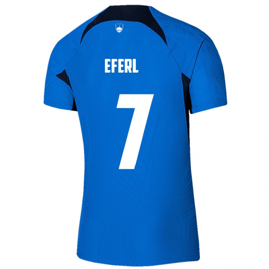 Kids Football Slovenia Anja Eferl #7 Blue Away Jersey 24-26 T-Shirt Australia