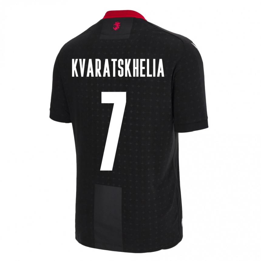 Kids Football Georgia Khvicha Kvaratskhelia #7 Black Away Jersey 24-26 T-Shirt Australia