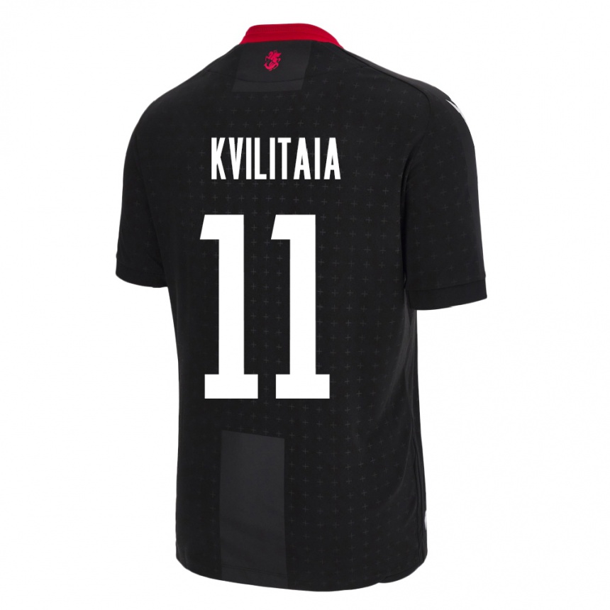 Kids Football Georgia Giorgi Kvilitaia #11 Black Away Jersey 24-26 T-Shirt Australia