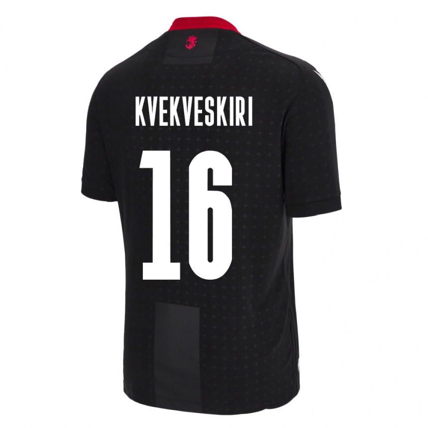 Kids Football Georgia Nika Kvekveskiri #16 Black Away Jersey 24-26 T-Shirt Australia