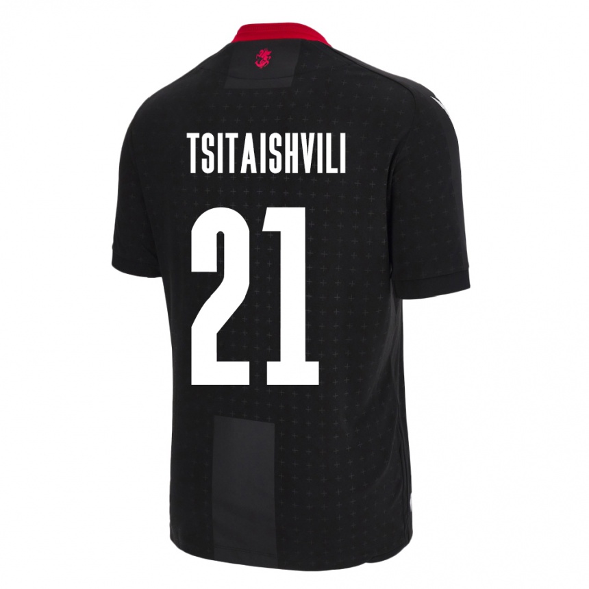 Kids Football Georgia Georgiy Tsitaishvili #21 Black Away Jersey 24-26 T-Shirt Australia