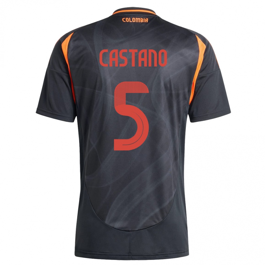 Kids Football Colombia Kevin Castaño #5 Black Away Jersey 24-26 T-Shirt Australia