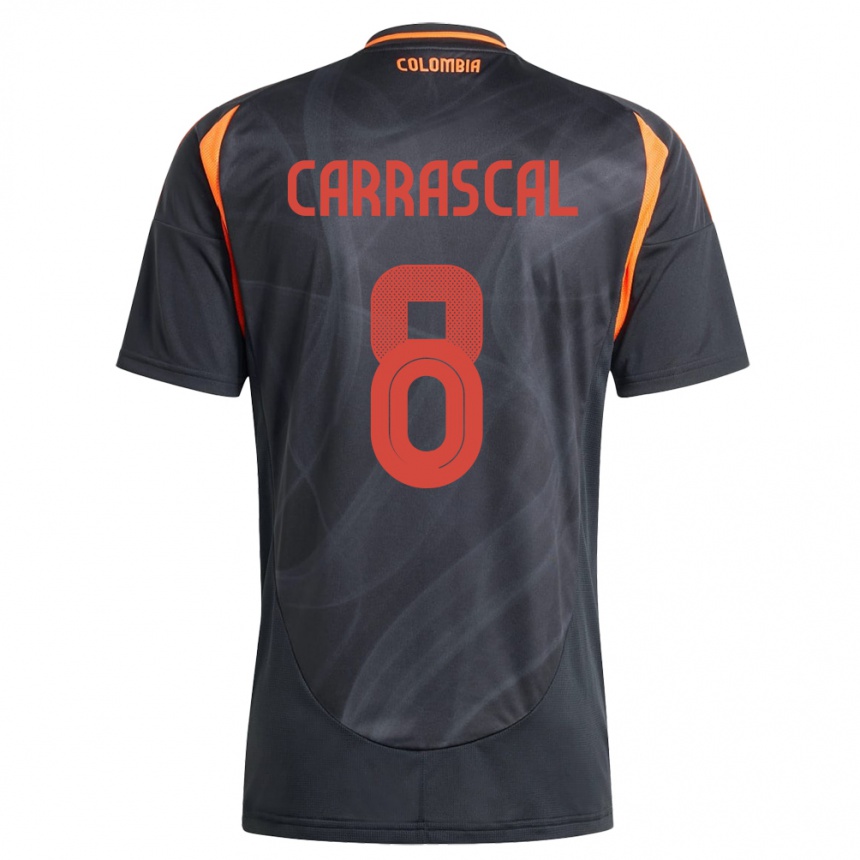 Kids Football Colombia Jorge Carrascal #8 Black Away Jersey 24-26 T-Shirt Australia