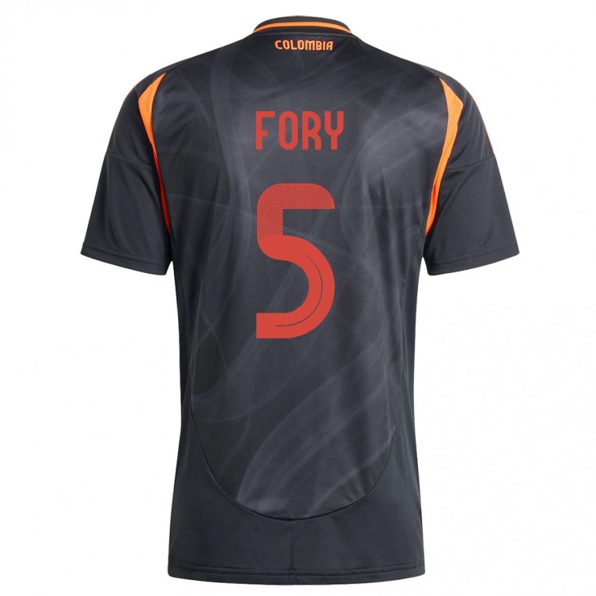 Kids Football Colombia Jimer Fory #5 Black Away Jersey 24-26 T-Shirt Australia