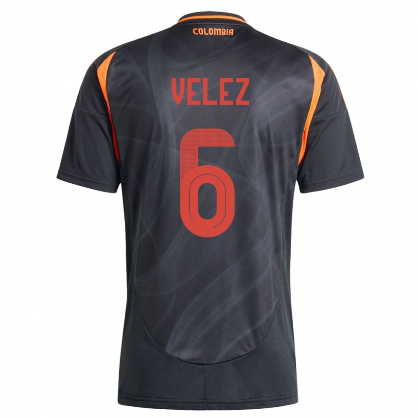 Kids Football Colombia Jhon Vélez #6 Black Away Jersey 24-26 T-Shirt Australia