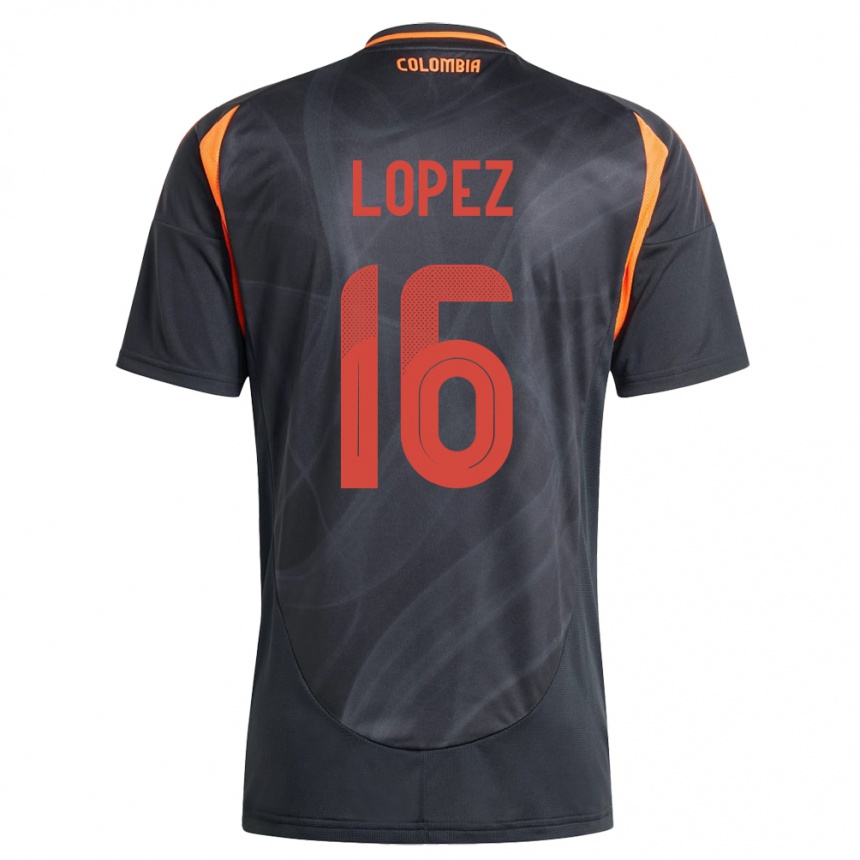 Kids Football Colombia William López #16 Black Away Jersey 24-26 T-Shirt Australia