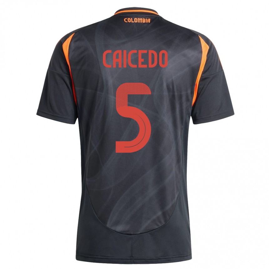 Kids Football Colombia Kelly Caicedo #5 Black Away Jersey 24-26 T-Shirt Australia