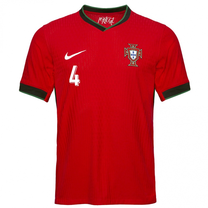 Men Football Portugal Ruben Dias #4 Red Home Jersey 24-26 T-Shirt Australia