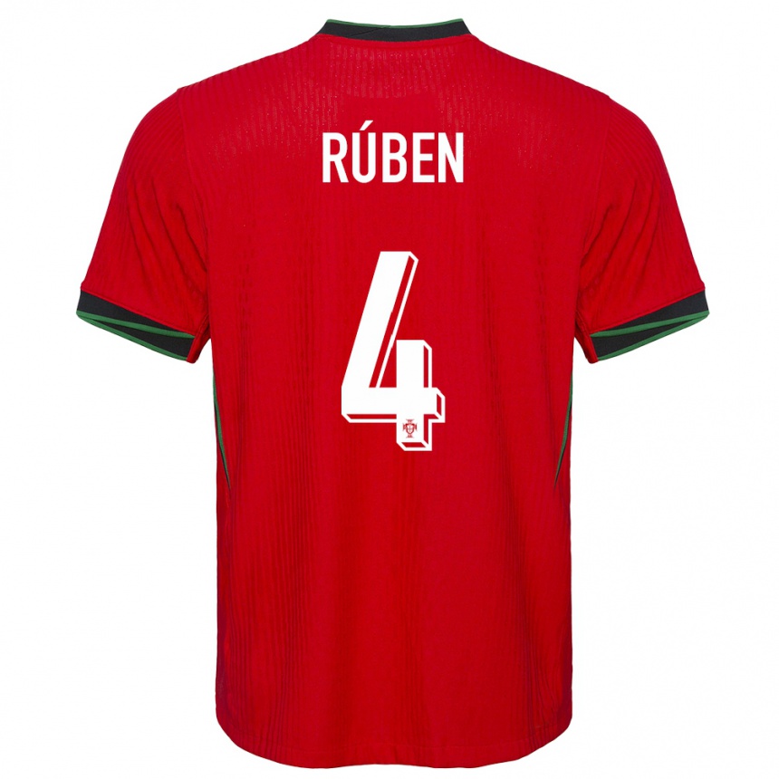 Men Football Portugal Ruben Dias #4 Red Home Jersey 24-26 T-Shirt Australia