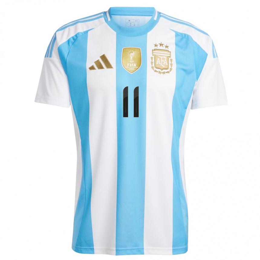 Men Football Argentina Ezequiel Barco #11 White Blue Home Jersey 24-26 T-Shirt Australia