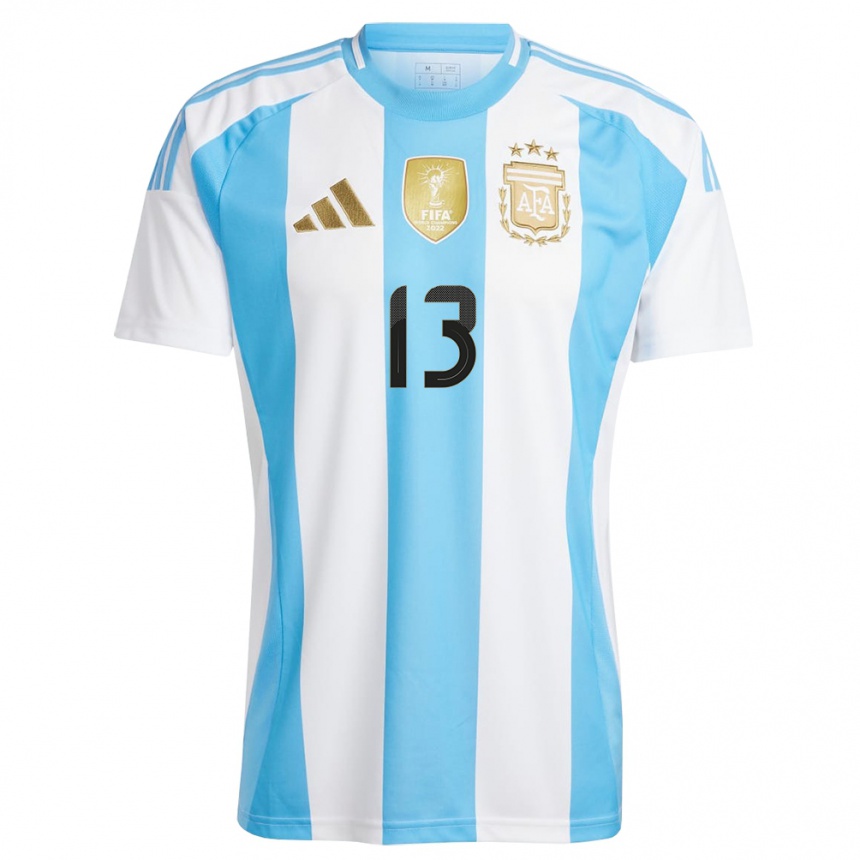 Men Football Argentina Cristian Romero #13 White Blue Home Jersey 24-26 T-Shirt Australia